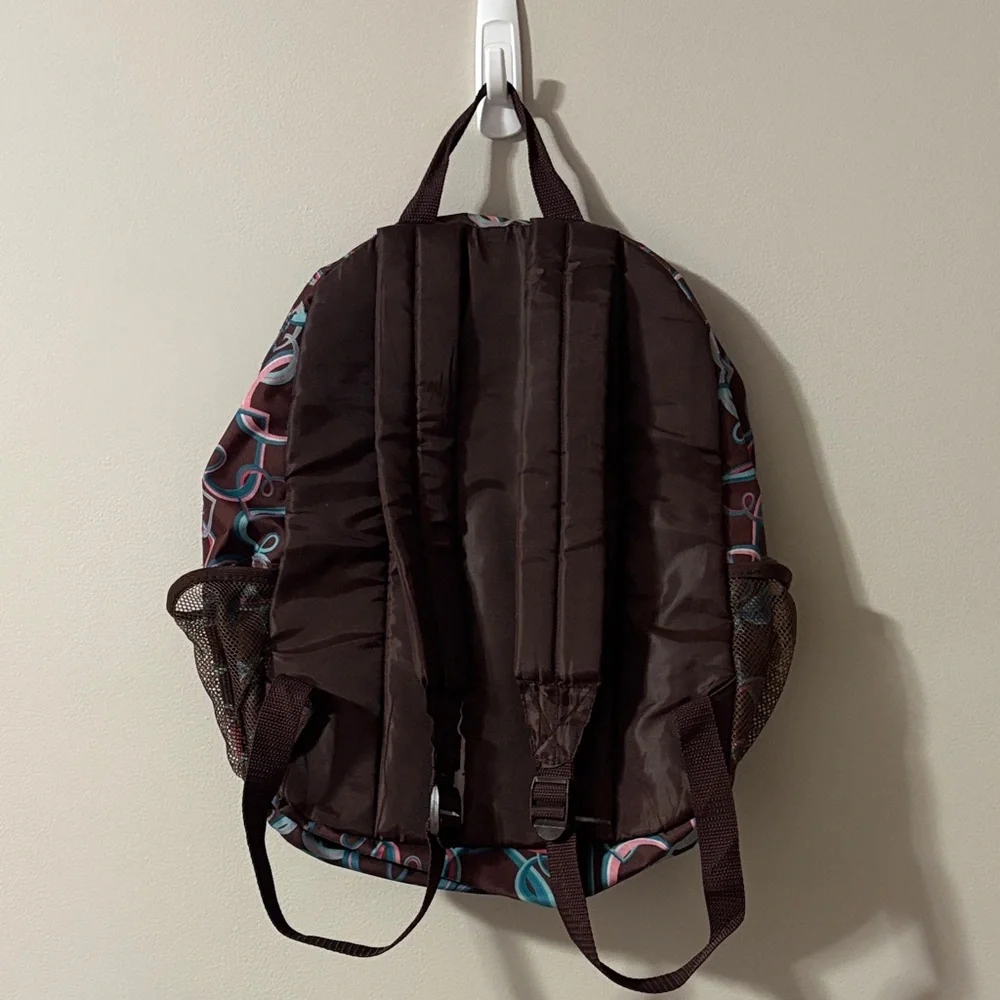 🏡 Intertwined Heart Patterned Backpack - Brown & Multi Colored - OS